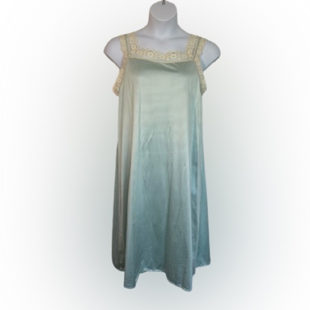 Lace-Trim Midi Dress in Pale Sage